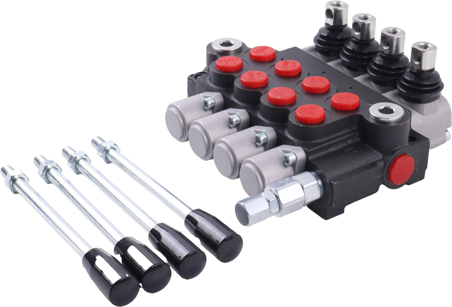 Solarhome 4 Spool Hydraulic Control Valve Open Center Double Acting 13 GPM 3600 PSI SAE Ports Compatible With Tractors Loaders Log Splitters