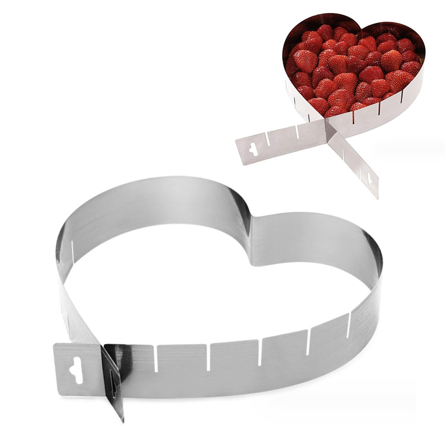 Stainless Steel Heart Shaped Cake Pan Adjustable Mousse Ring Cookie Cutter 6 Inch -10 Inch Cake Mold Baking Cake Mold, Heart Shaped Cake Pan, Family Birthday Party Christmas Baking Tool 8 Inch