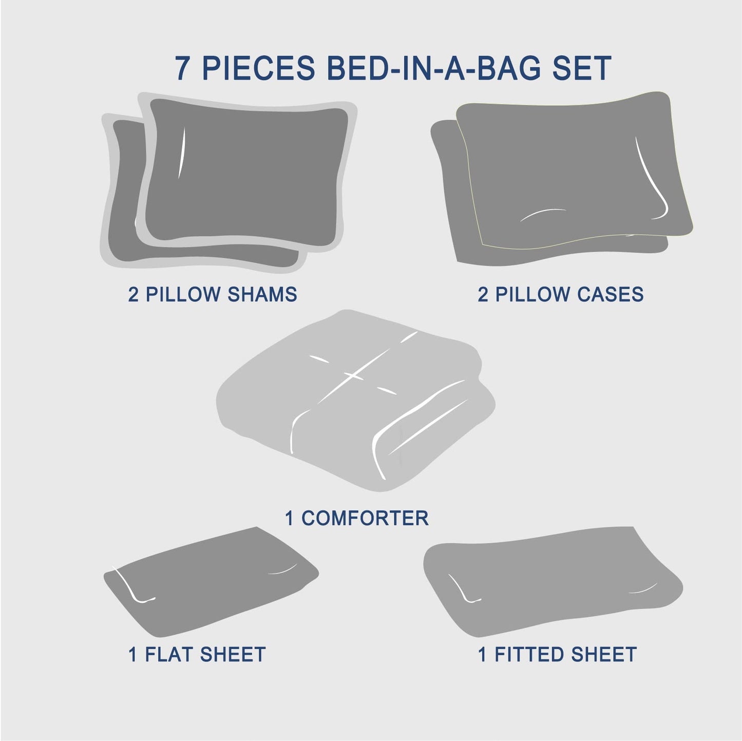 Anluoer King Comforter Set 7 Piece, Cream Bed in a Bag with Sheets, All Season Ruffle Shabby Chic Bedding Sets with 1 Comforter, 2 Pillow Shams, 2 Pillowcases, 1 Flat Sheet, 1 Fitted Sheet