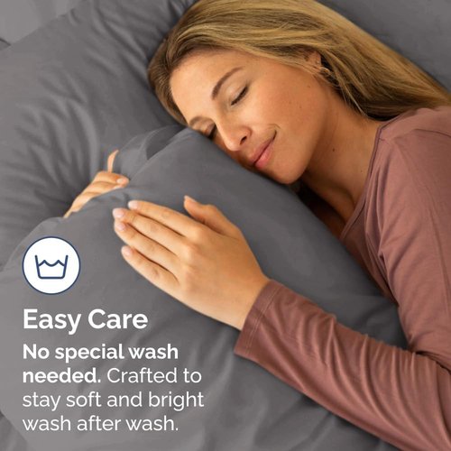 King Standard Pillow Cases - Soft Hotel Quality Covers | Comfy & Fade Resistant - Dark Grey, Set of 2