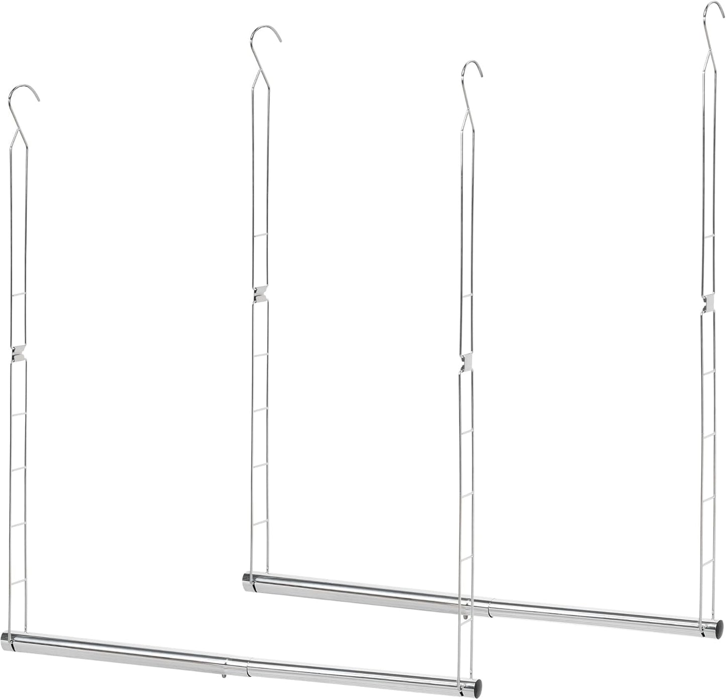 Storage Maniac Adjustable Closet Hanging Rod - Space-Saving Organizer | 2 Pack Chrome