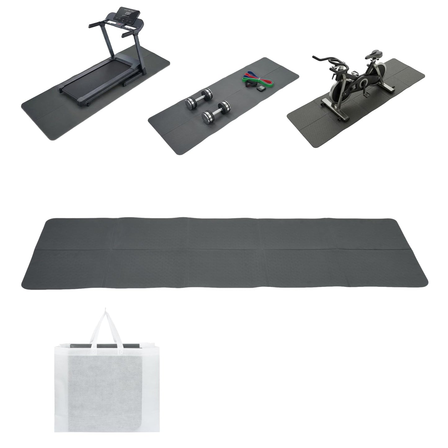 FIRINER Walking Pad Mat for Carpet 73''×24'' Foldable Treadmill Pad Floor Protector Non-Slip Noise Shock Absorption Exercise Equipment Mats for Hardwood Floor/Spinning Bike/Elliptical Machine