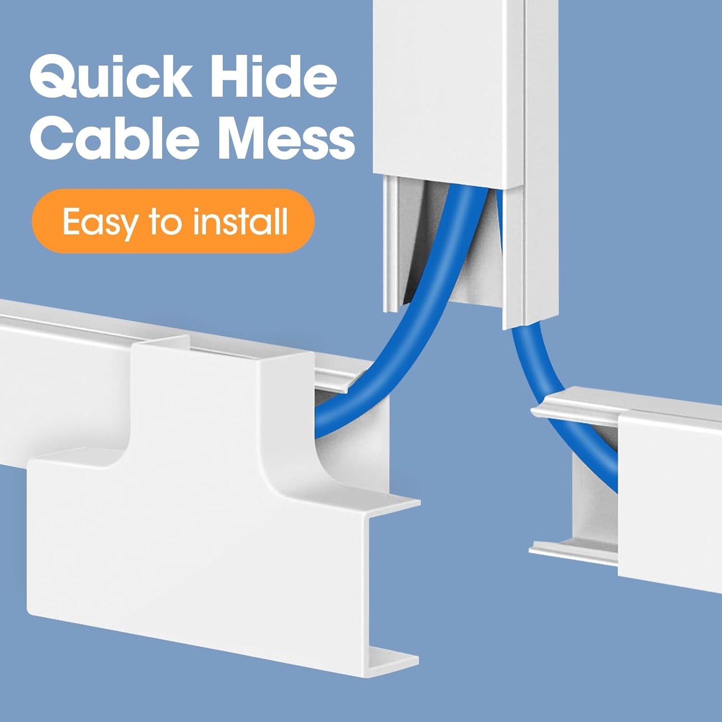 YesBes 500in 32X L15.75 W0.96in H0.57in, Cord Hider Kit, Cord Covers for Wires on Wall, Paintable Cable Raceway, Cord