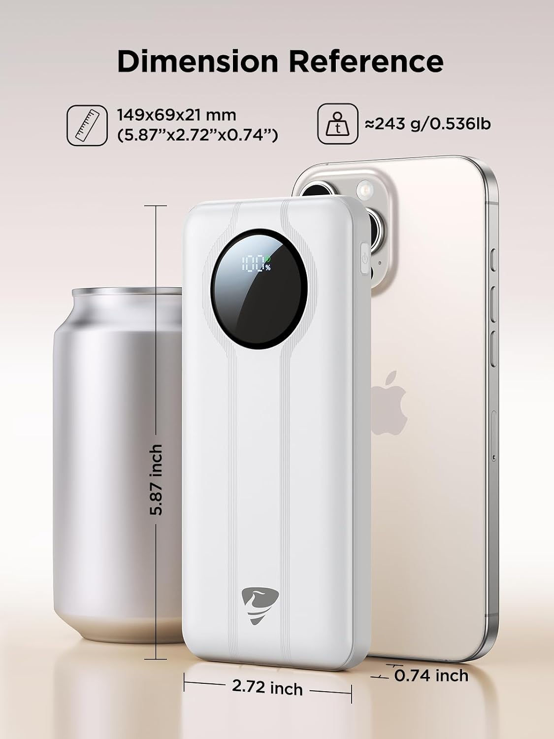Aioneus 10000mAh 22.5W Pack 16 15 14 13 12 S24 A15 Phone(1 Pack) Power Bank, Portable Charger with Built in Cables Fast