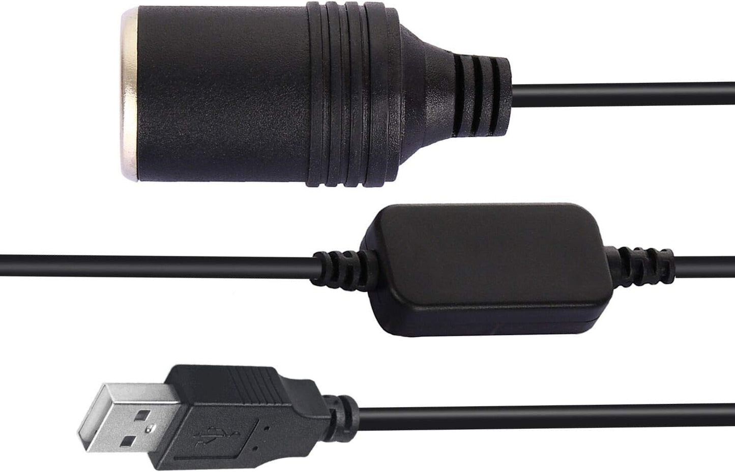 AJDPOI 12V (0.98FT/0.3M) USB A Male to Car Cigarette Lighter Socket Female Step Up Cable Inverter Converter