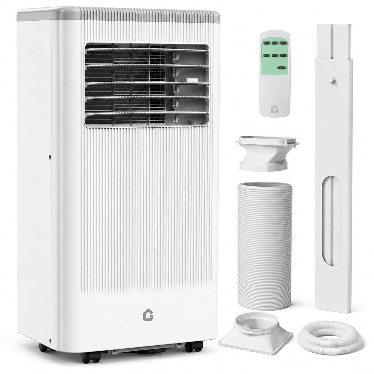 GarveeLife 8,000 BTU Portable Air Conditioner for Bedroom Office Dorm, Cools up to 350 Sq. Ft, 3-in-1 Compact AC Unit with Cooling, Dehumidifier, Fan Modes, Remote Control and Window Kit, White