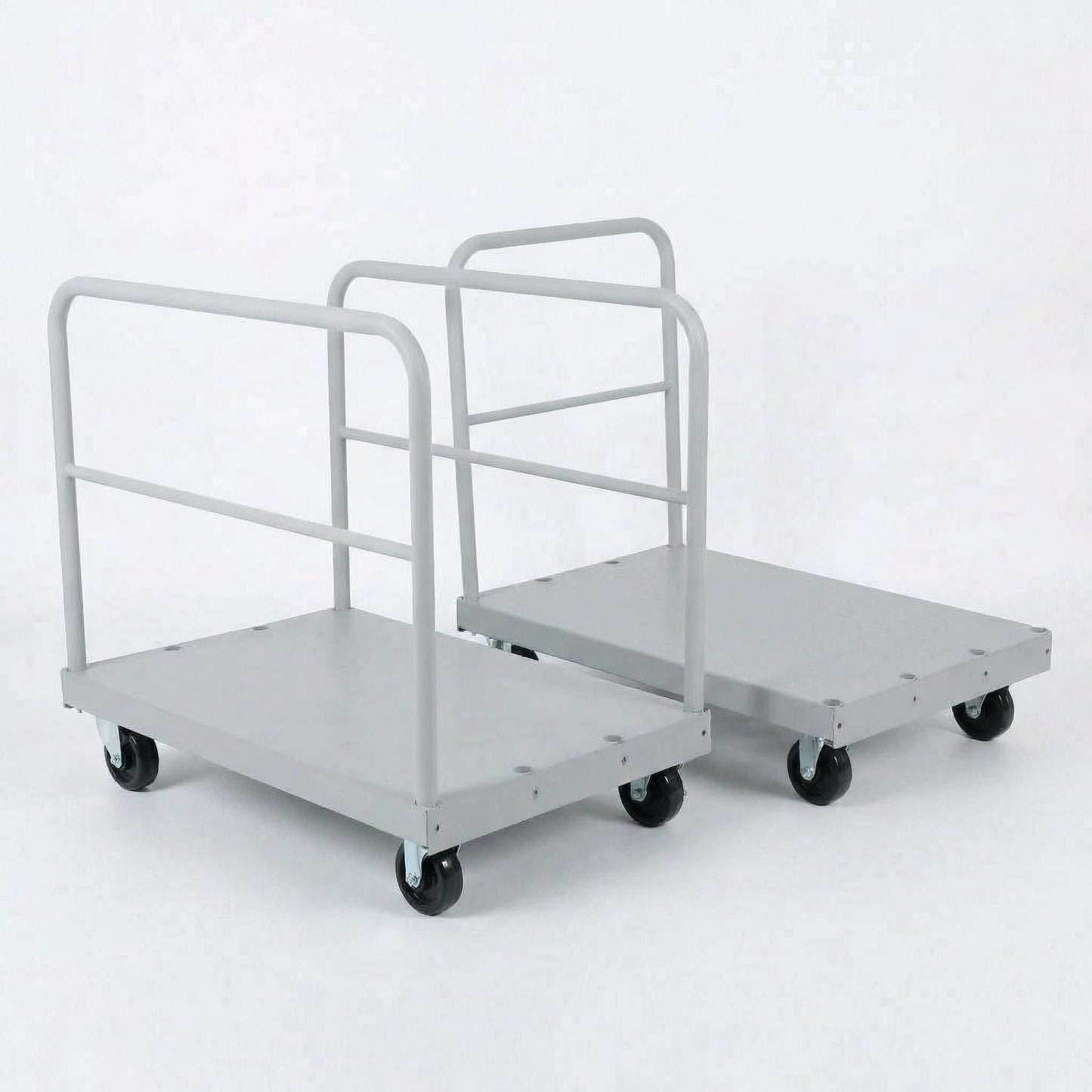 2-in-1 Platform Truck, 2200 LBS Heavy Duty Steel Panel Dolly, 36 x 24 Inch Panel Truck Cart with 2 Handrails & Rubber Swivel Casters, for Factory, Warehouse, Garage, Moving and Storage
