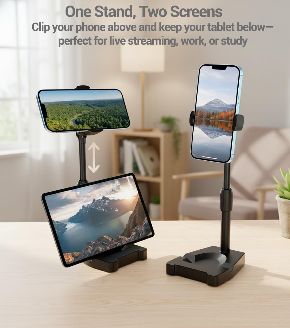 Aurolink 17, 360 17 16 15 14 S25 Dual Phone Holder Mount Suitable for iphone Degree Rotating Tablet and Phone Holder