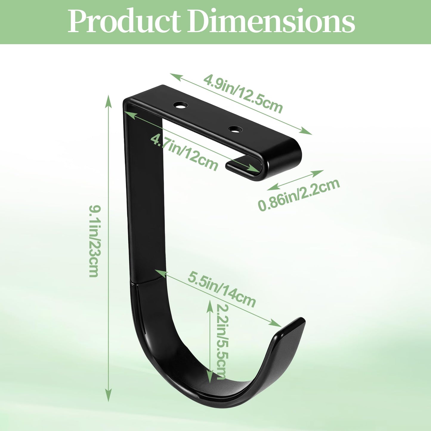 2 Pack Extra Large Bike Hooks for Garage, Bike Hanging Hooks 88lb Heavy Duty Ceiling Mount Storage Hooks for Bikes and Skis with Rubber Coated Anti Slip Black