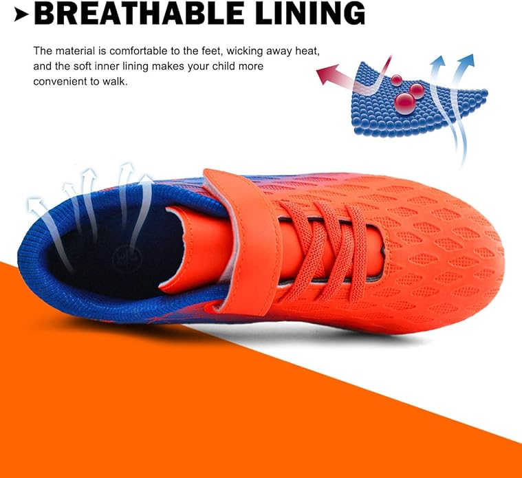 brooman Kids Firm Ground Soccer Cleats Boys Girls Athletic Outdoor Football Shoes
