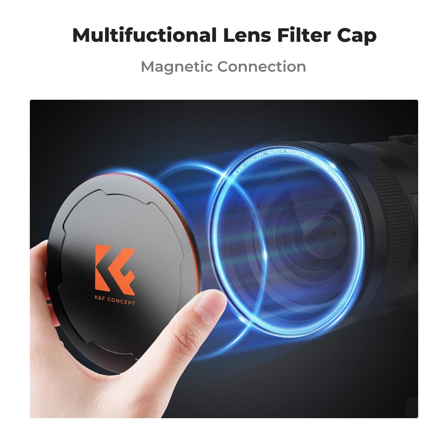 K&F CONCEPT 67mm 2-in-1 Thread & Magnetic Lens Filter Cap Only Compatible with K&F Magnetic Swap System
