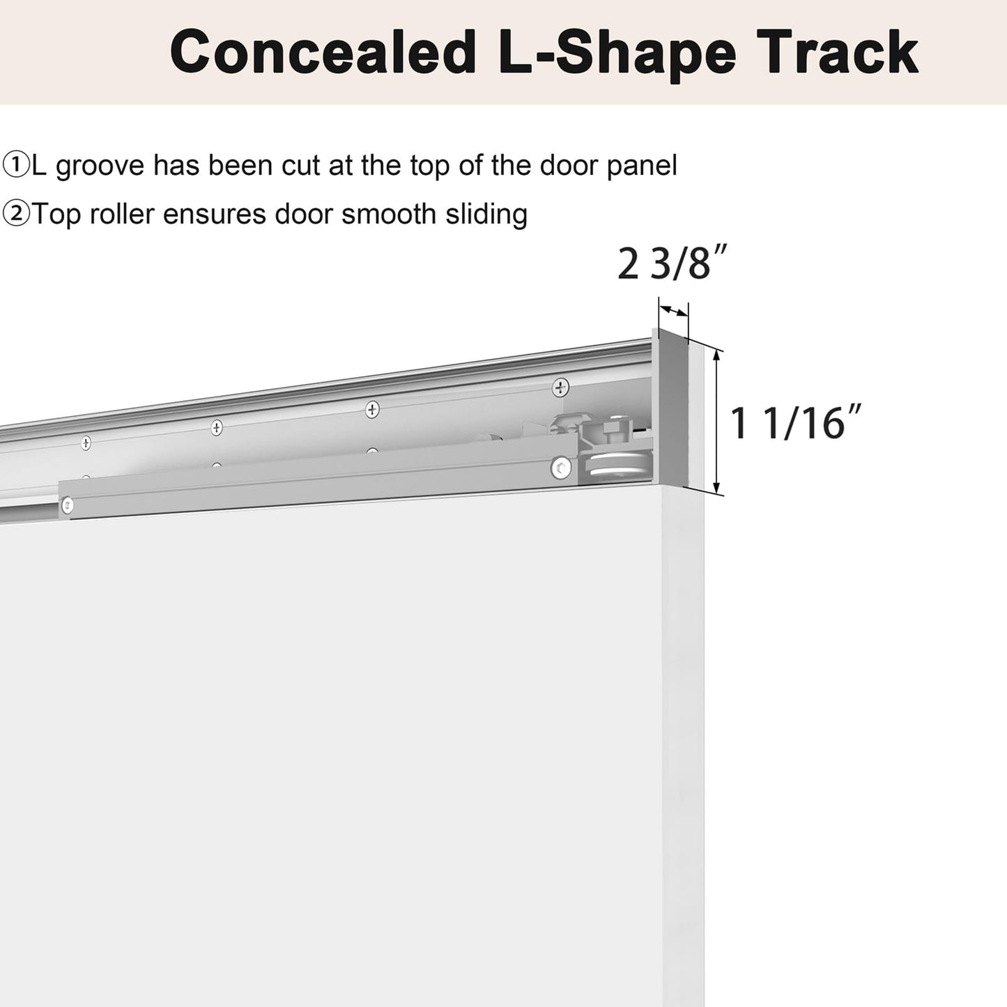 BarnSmith 36"x84" Concealed Sliding Barn Door, White Primed Flush Solid Core Sliding Hidden Barn Door with Soft Close Installation Hardware and Double Sided Pulls Included