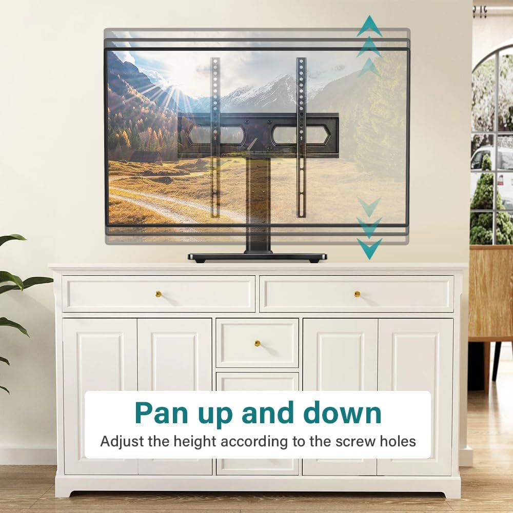 BFTOU 27-75 inch +/-35 400x400mm,Holds 77 lbs Universal TV Stand for TVs Swivel Height Adjustable Table Top TV Base Max