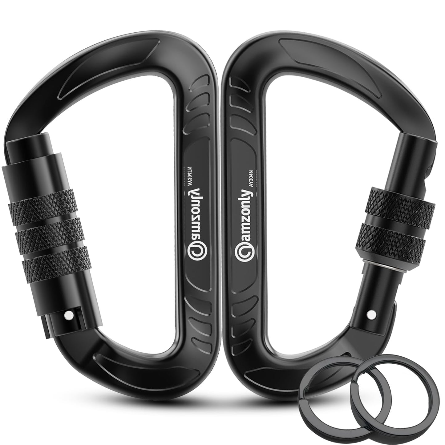 3inch Locking Carabiner Clips Heavy Duty, 2-Pack: 1Auto-Lock& 1Screw Lock, 12Kn /2697lbs Lightweight for Outdoor Camping, Hiking, Hammocks, Pet Safety, and Valuables Protection