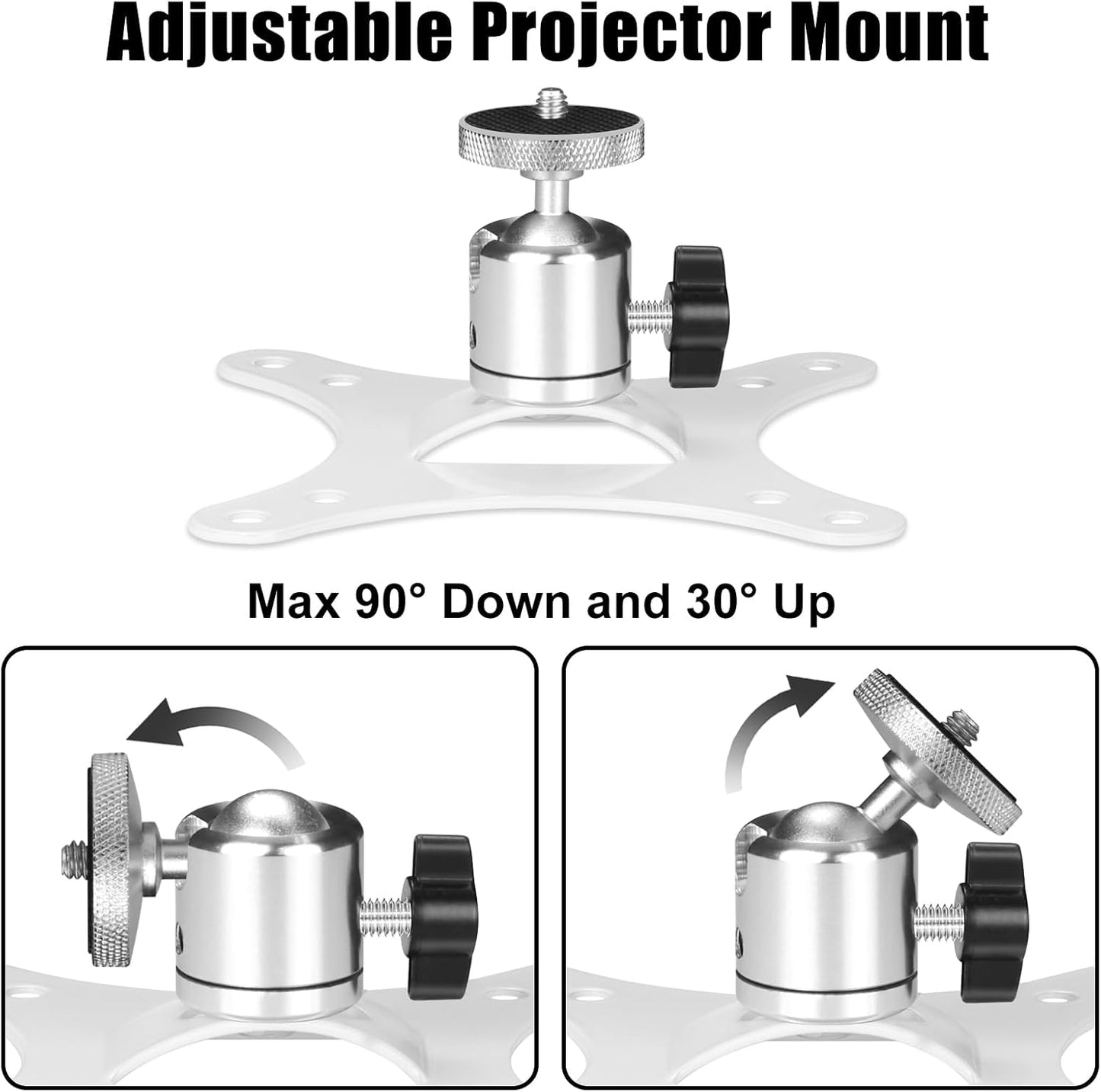 2-Be-Best Projector Mount Mini Projector Ceiling Mount Adjustable Bracket Universal Mounts for Mini Projectors White