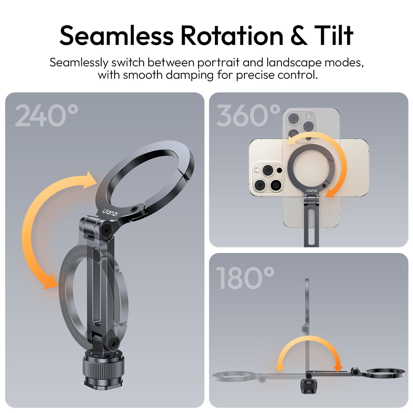 ULANZI MA07 Magnetic Phone Tripod Mount for Magsafe, Aluminum Camera Phone Mount with 1/4" Screw, Cold Shoe Magnetic Tripod for Camera, Copatibale with iPhone 17/16/15/14/13/12 Series