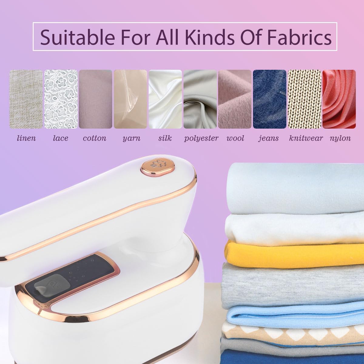 HFLYJPYW Mini Steam Iron for Clothes, Travel Steamer for Clothes Portable Steamer Travel Iron, Micro Steam Mini Handheld Support Dry And Wet Ironing for Home Travel (White)