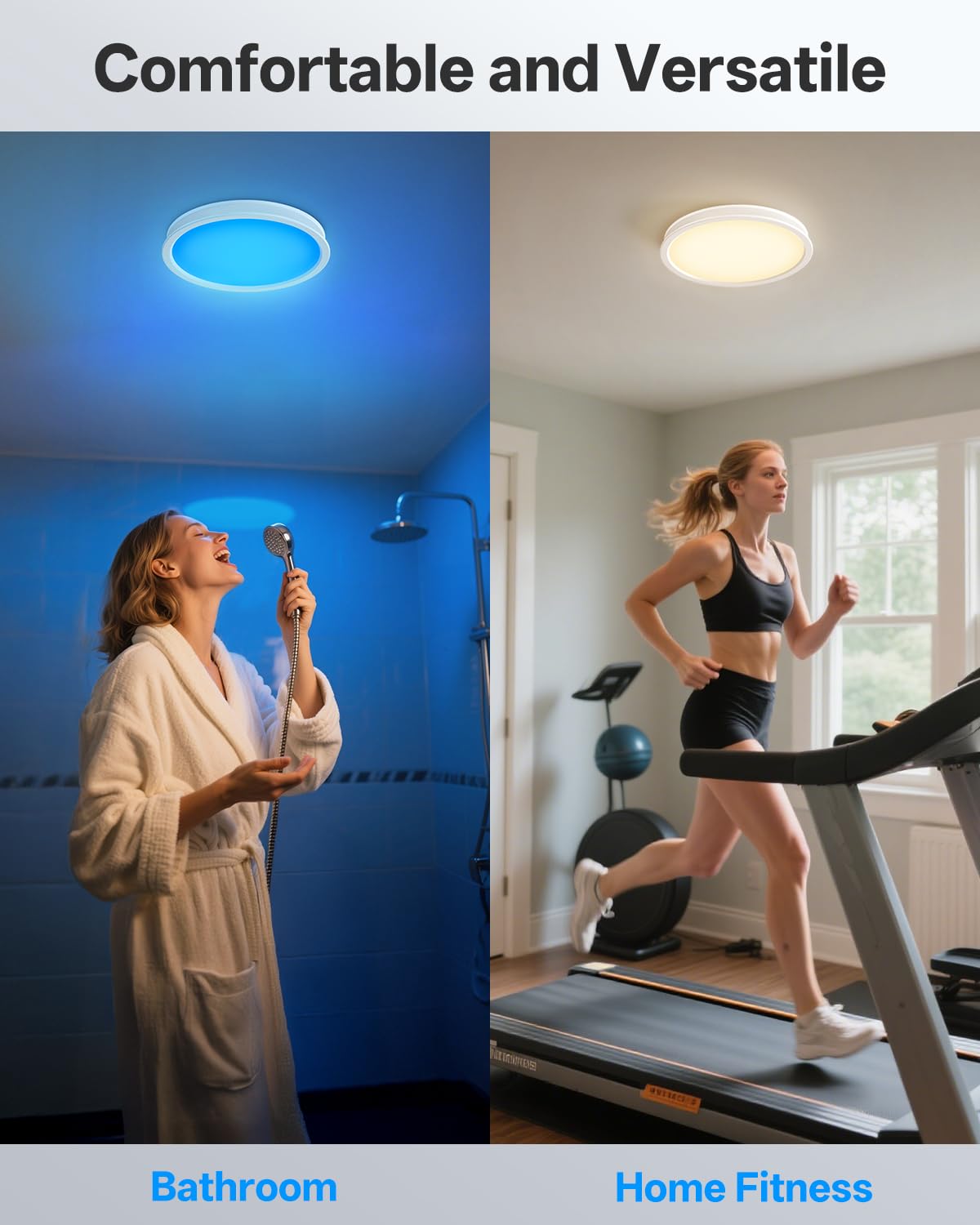 Bathroom Exhaust Fan with RGB Lights, 110CFM/1.0 Sones Vent Fan with 3 Color Temperatures, 5 Adjustable Brightness, Easy to Install, Remote Control, Quiet Ventilation Fan for Bath, Shower, Attic