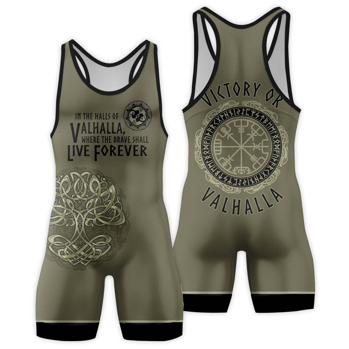 BattleFitGear Viking Valhalla Men's wrestling singlets, powerlifting singlet, Comfortable Breathable for Training Gymnastics (V1, X-Small)