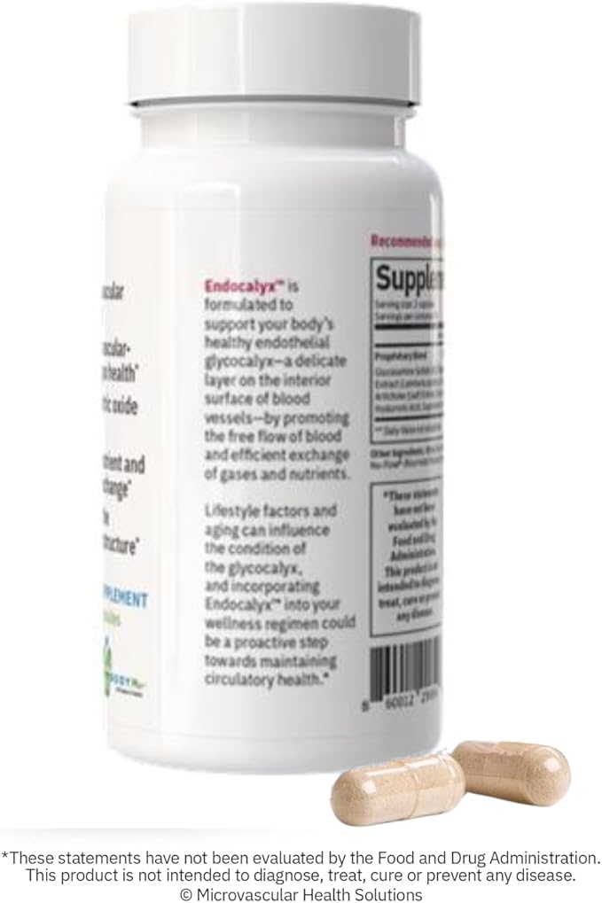 Endocalyx Supplement - Endothelial Glycocalyx Support 60 Capsules - Vascular & Microcirculation Health - Clinically-Studied - Patented - Supports Nitric Oxide Functions