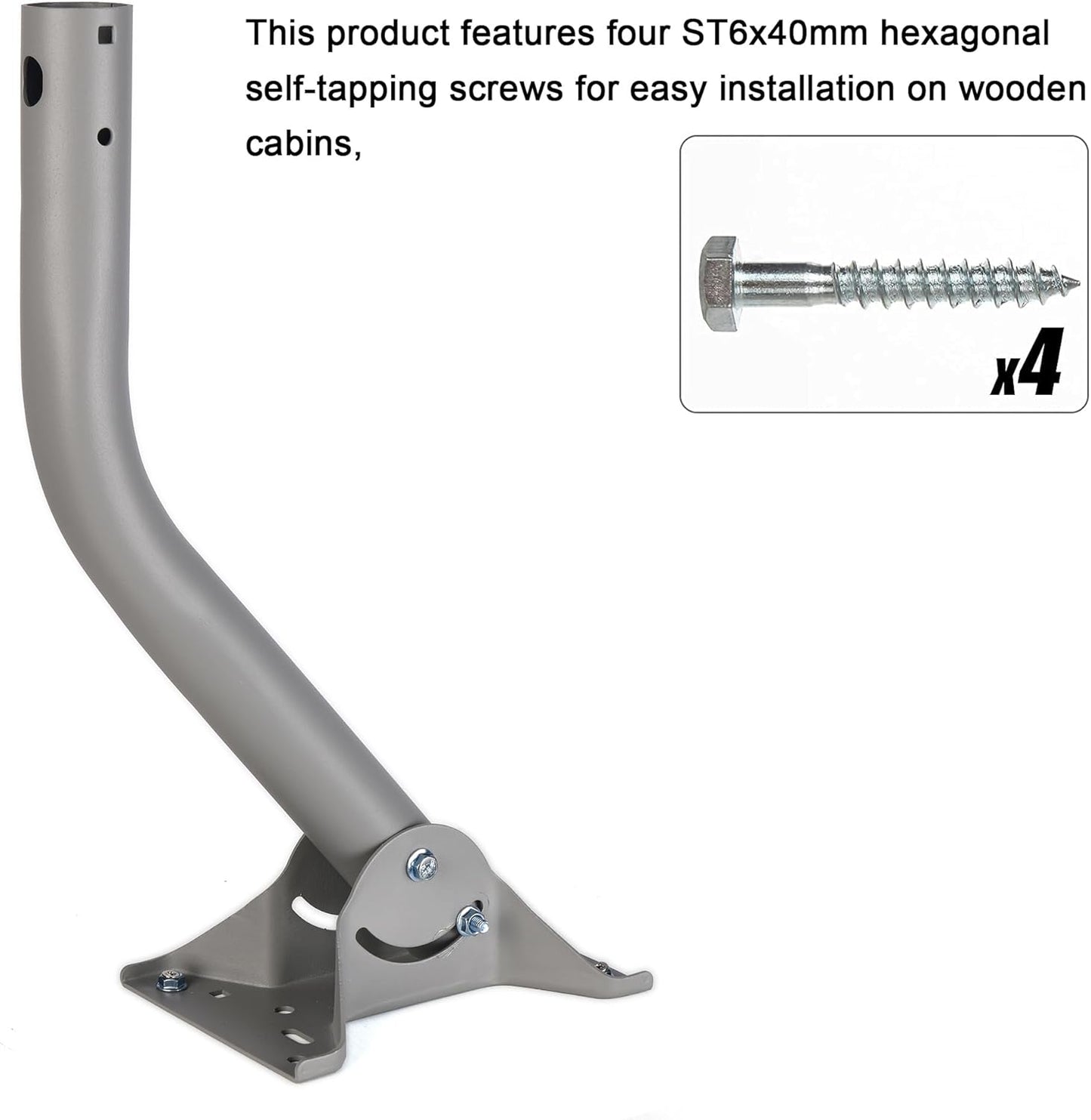 1 11/16", 17 1/4"), Heavy Duty Universal Adjustable Antenna Mount Pole(OD Length Pole Mounting Bracket for Wall Eave