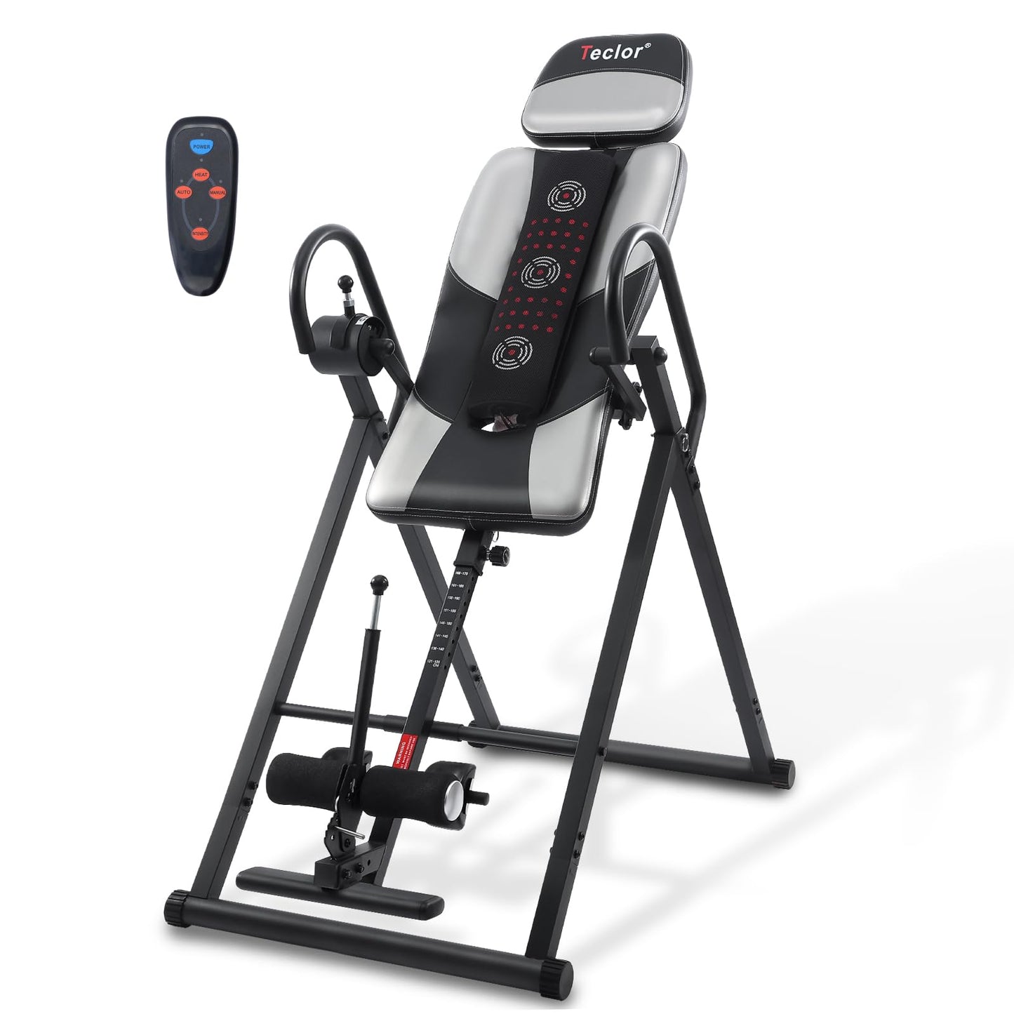 Teclor Inversion Table,Advanced Heat and Massage Function,Strength Training Inversion Table for Back Pain Relief,Heavy Duty Inversion Table 350 lbs Capacity with Wider and Thickened Backrest