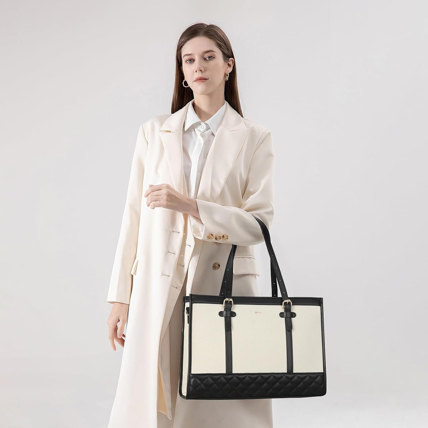 Keyli 3pcs Women,15.6 Inch Laptop Bag for Canvas Tote Bag Work Bags Large Business Computer Briefcase Shoulder Handbag