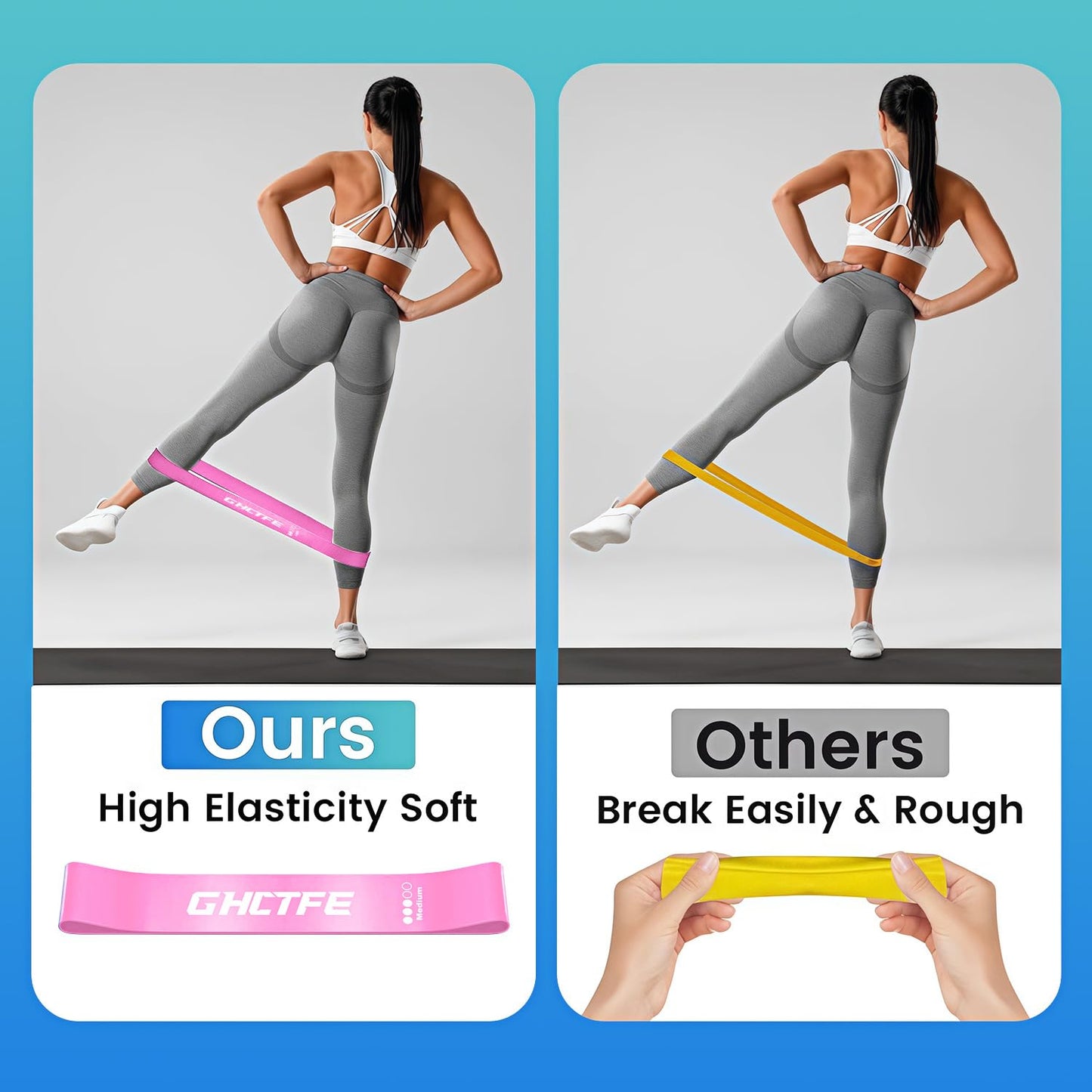 GHCTFE Resistance Loop Exercise Bands Set – Professional Workout Bands for Strength Training, Home Gym & Fitness Equipment, Beginner-Friendly Workout Bands with Manual, 5 Resistance Levels