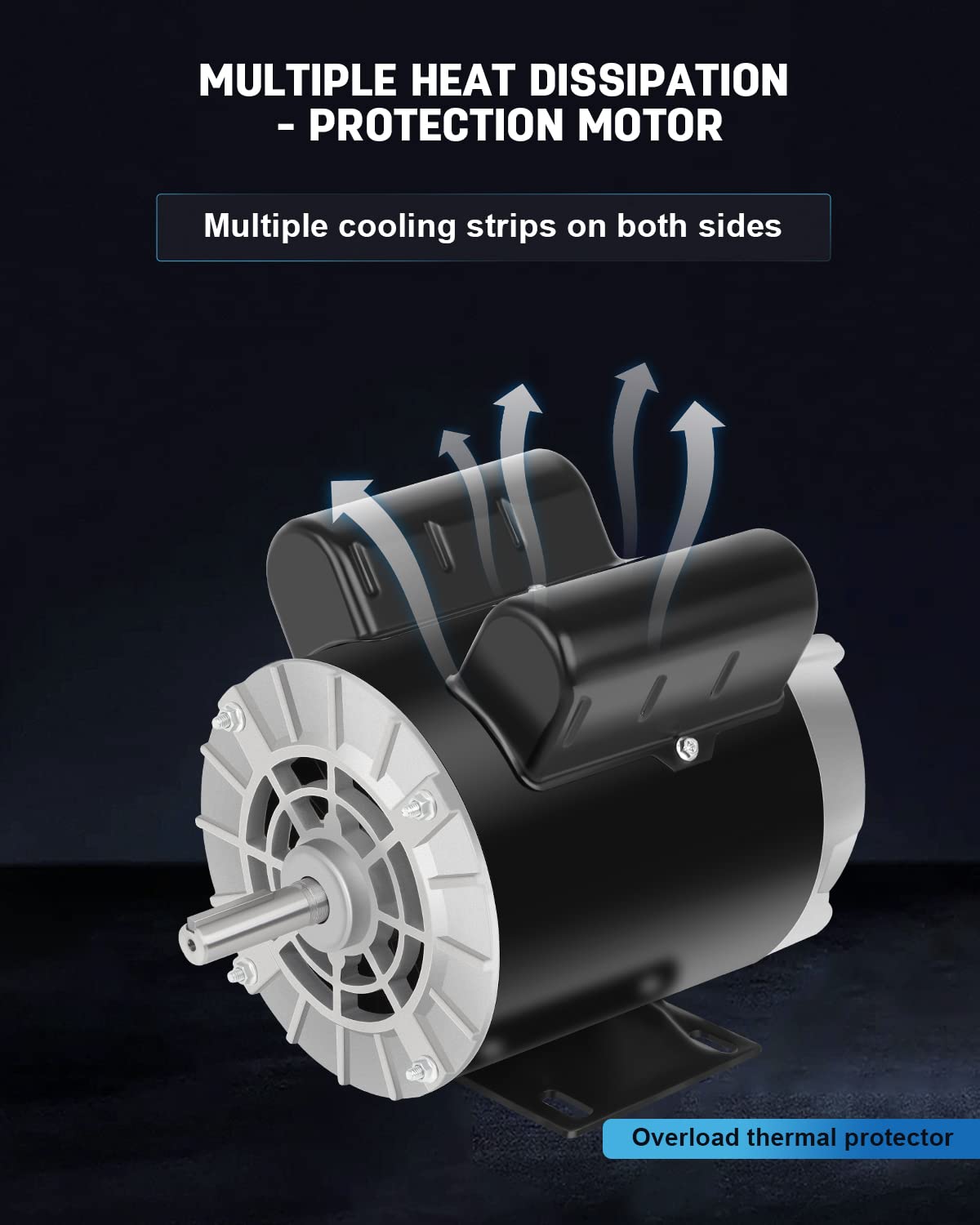 2 HP SPL Air Compressor Motor, Single Phase Electric Motor, 3450 RPM 115/230V, 56 Frame 5/8 Keyed Shaft 60 HZ