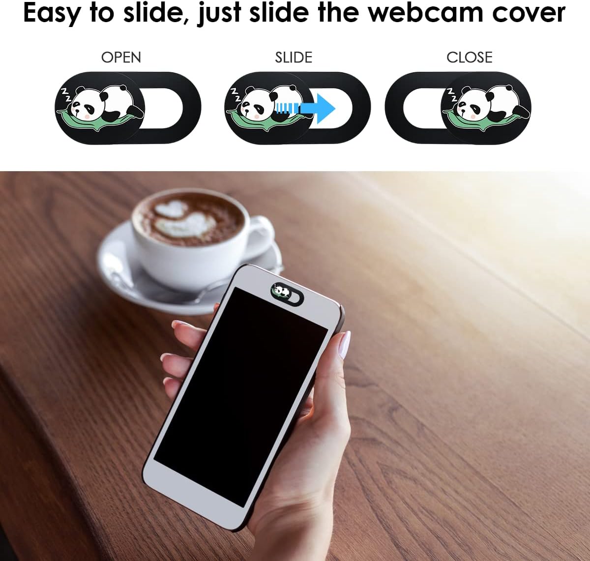 0.02-Inch (Panda-3Pack) Webcam Laptop Camera Cover Slide, Cute Pattern Web Camera Cover, Ultra-Thin Fits for Laptop