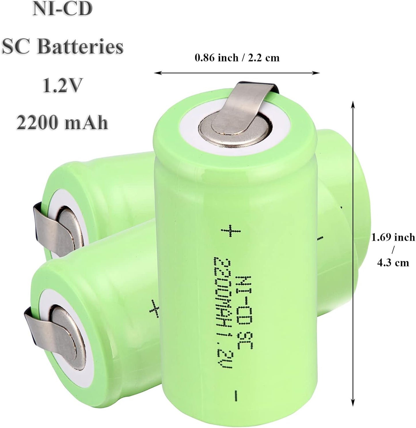 anmas rucci 1.2V 2200mAh 16-Pack Odstore Ni-Cd Rechargeable C Battery Sub C Batteries C Size (Green)