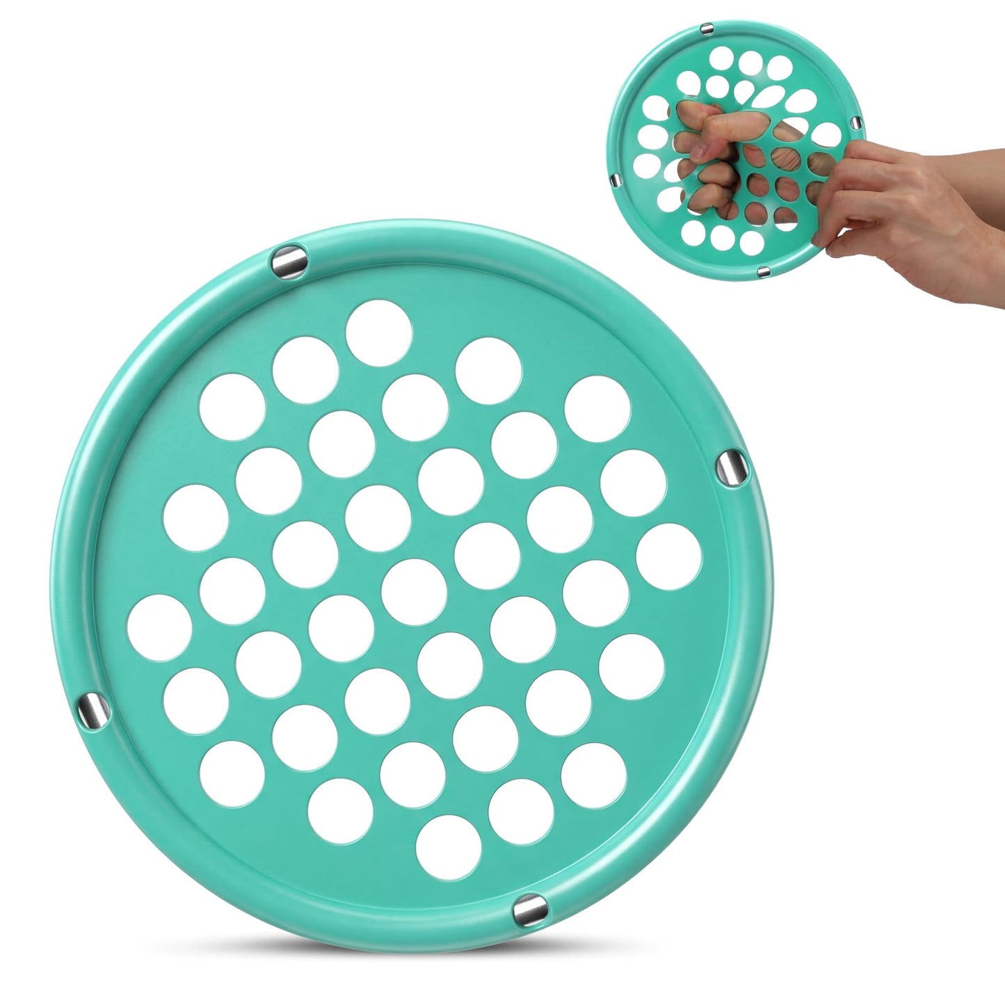Finger Exerciser, Hand Exercise Webs for Physical Therapy, Hand Grip Strengthener, Grip Strength Trainer, Portable Size, Latex Free, 7" Diameter (Green-Heavy)