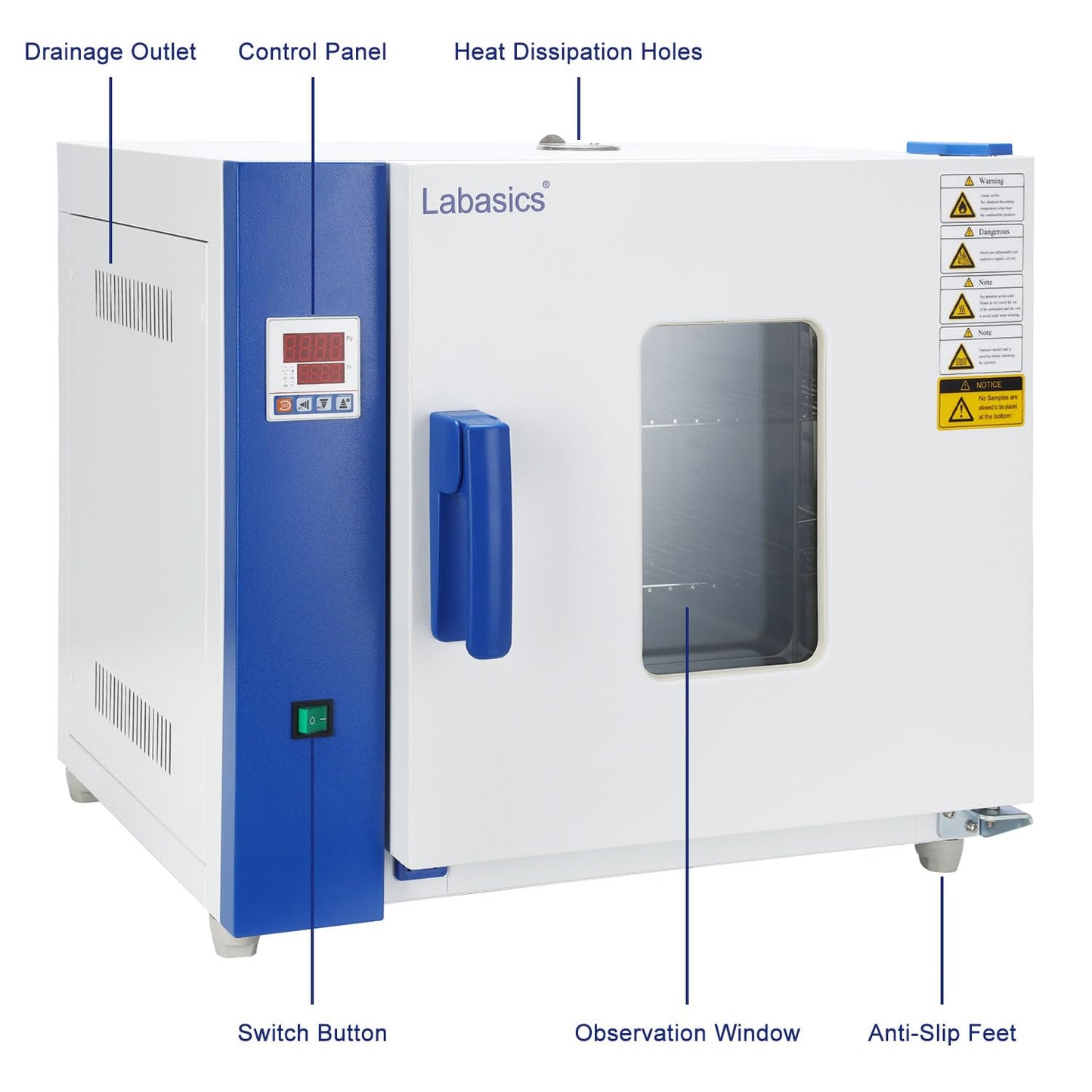 Labasics Forced Air Convection Oven, RT+10-250°C, Digital Control with Timer, for Laboratory Drying, 110 V, 43L