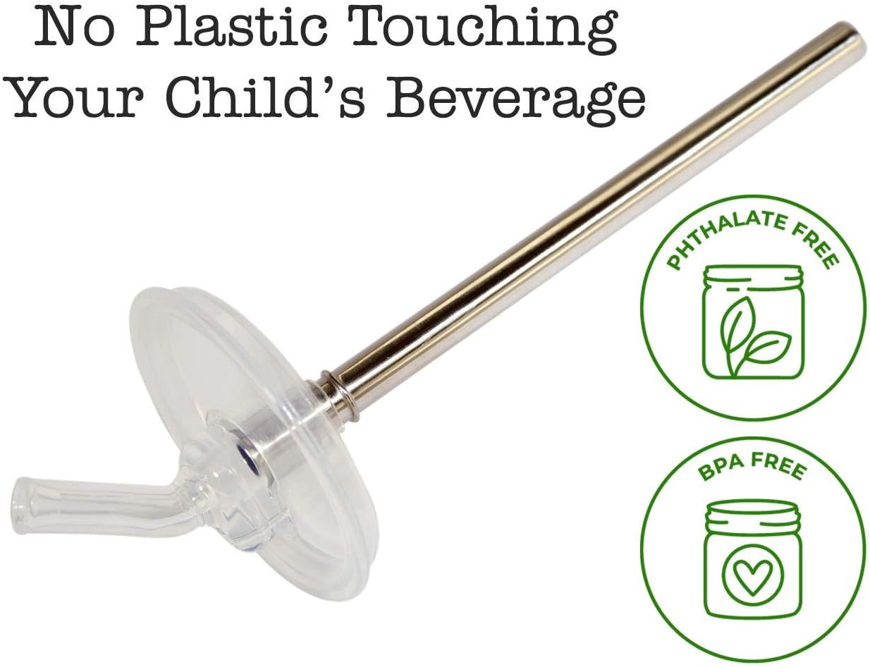 Skiennix Extra Short Stainless Steel Straws - Perfect for 12oz Thermos & Cocktails | 4 Pack + Cleaning Brush