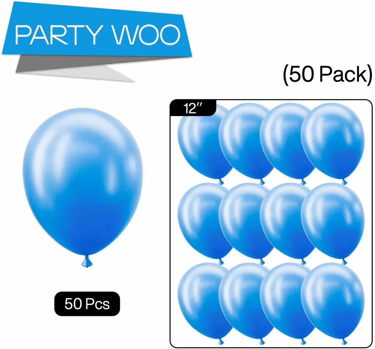 PartyWoo 12-Inch Pearl Azure Blue Balloons - Perfect for Birthday, Baby Shower & Wedding Decor