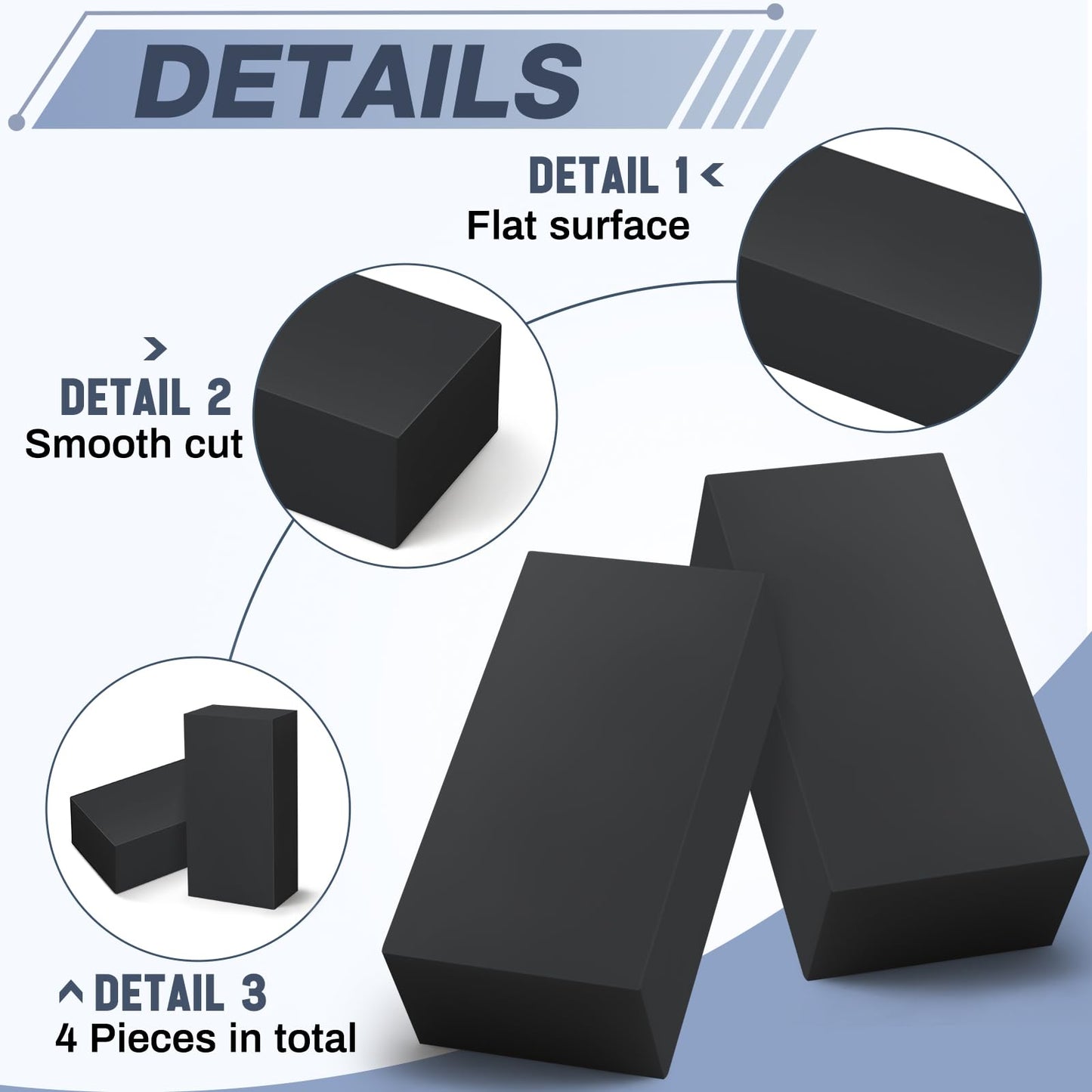 Colingmill 4 Pcs HDPE Plastic Block 2" x 3" x 6", Polyethylene Solid Plastic Block for Machining, Black Home Floor Improvement, Prototyping, DIY Projects, Engineering