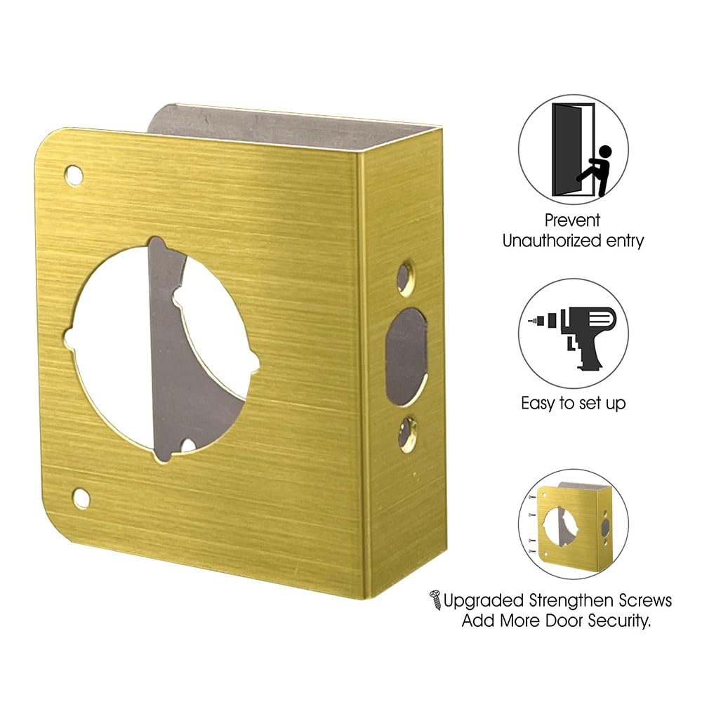 SUMBIN Door Guard Reinforcer 1-3/8-Inch Thick by 2-3/8-Inch Backset 2-1/8-Inch Bore with Satin Brass Color