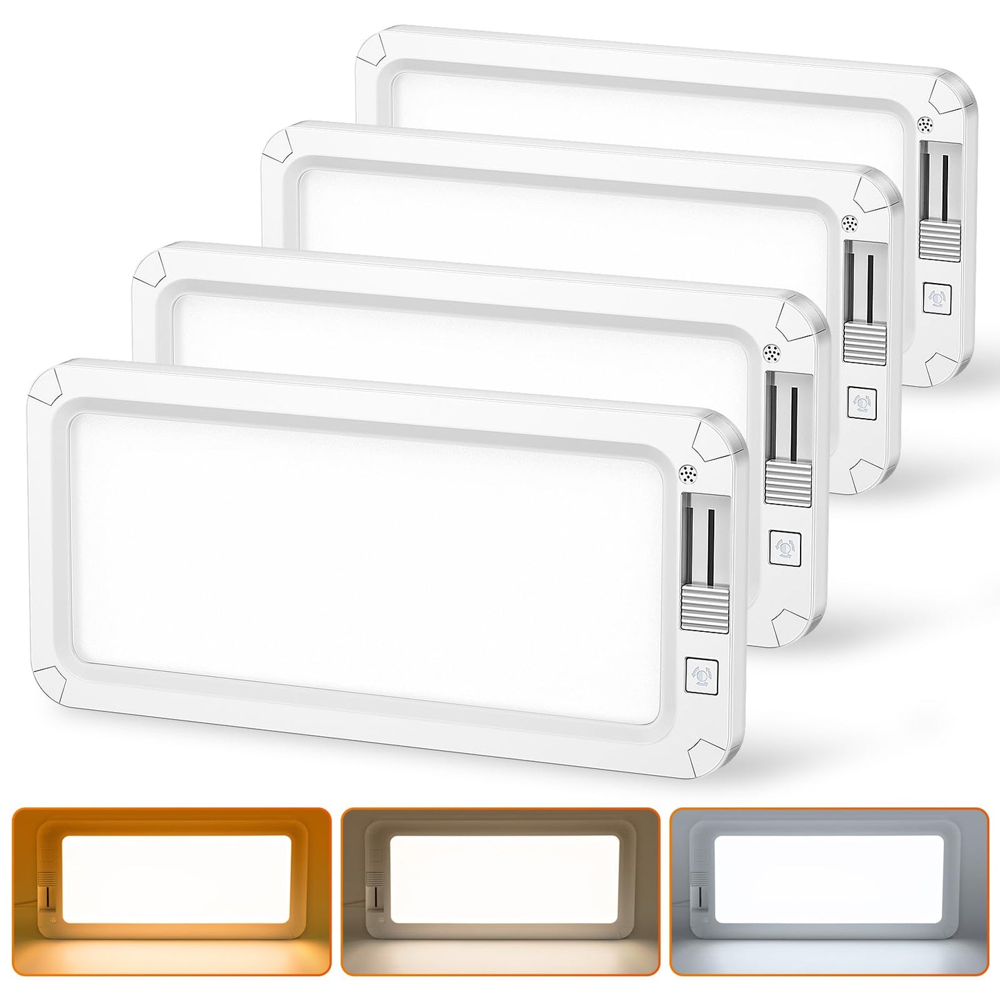SEALIGHT RV Interior Lights, 3 Color Dimmable LED Fixtures, 1500LM, Warm Cool Natural White, Pack of 4