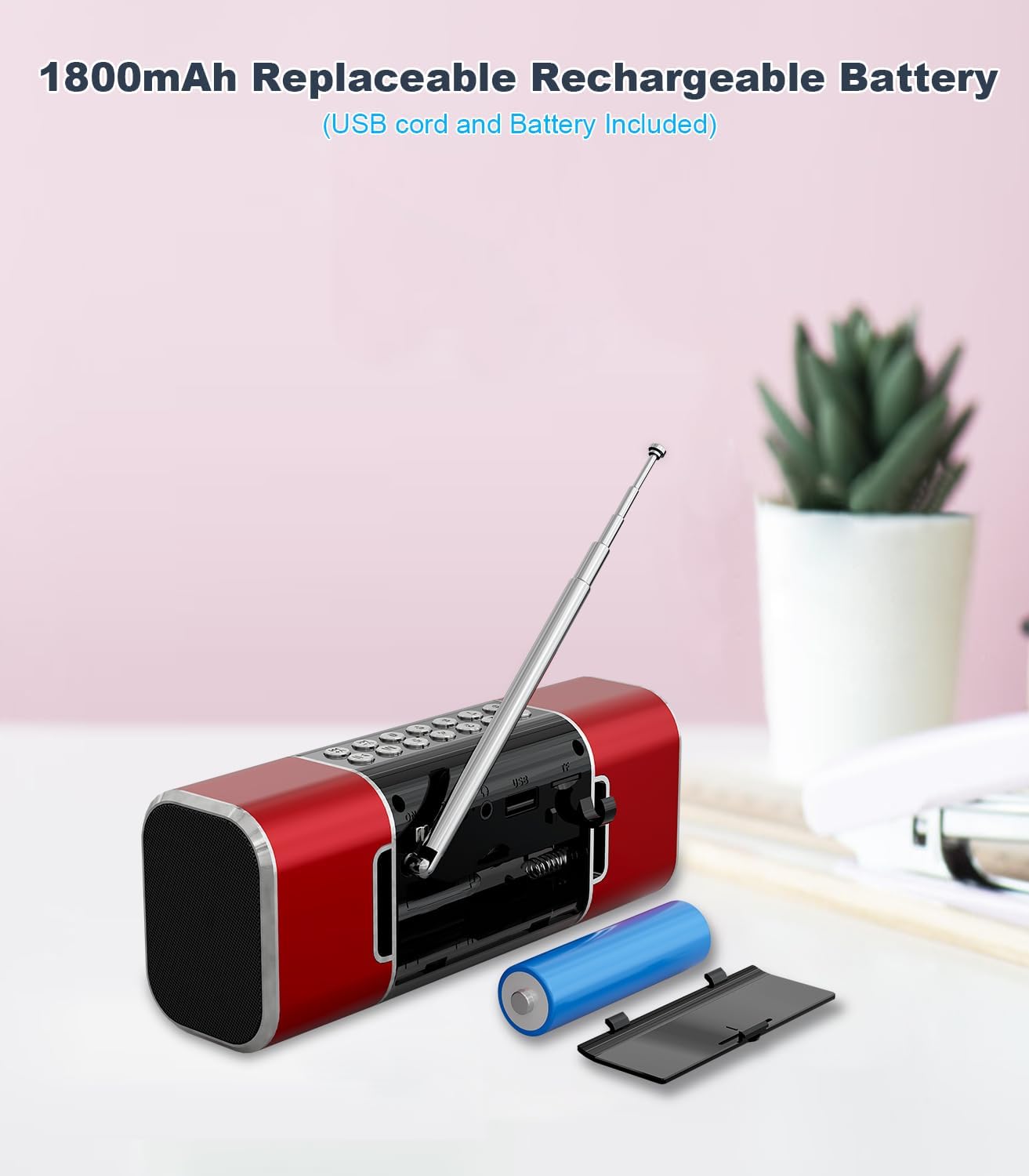 SEMIER MP3 Small Digital FM Radio with Bluetooth Speaker, Portable Rechargeable USB/SD Card Player Radio with Wireless