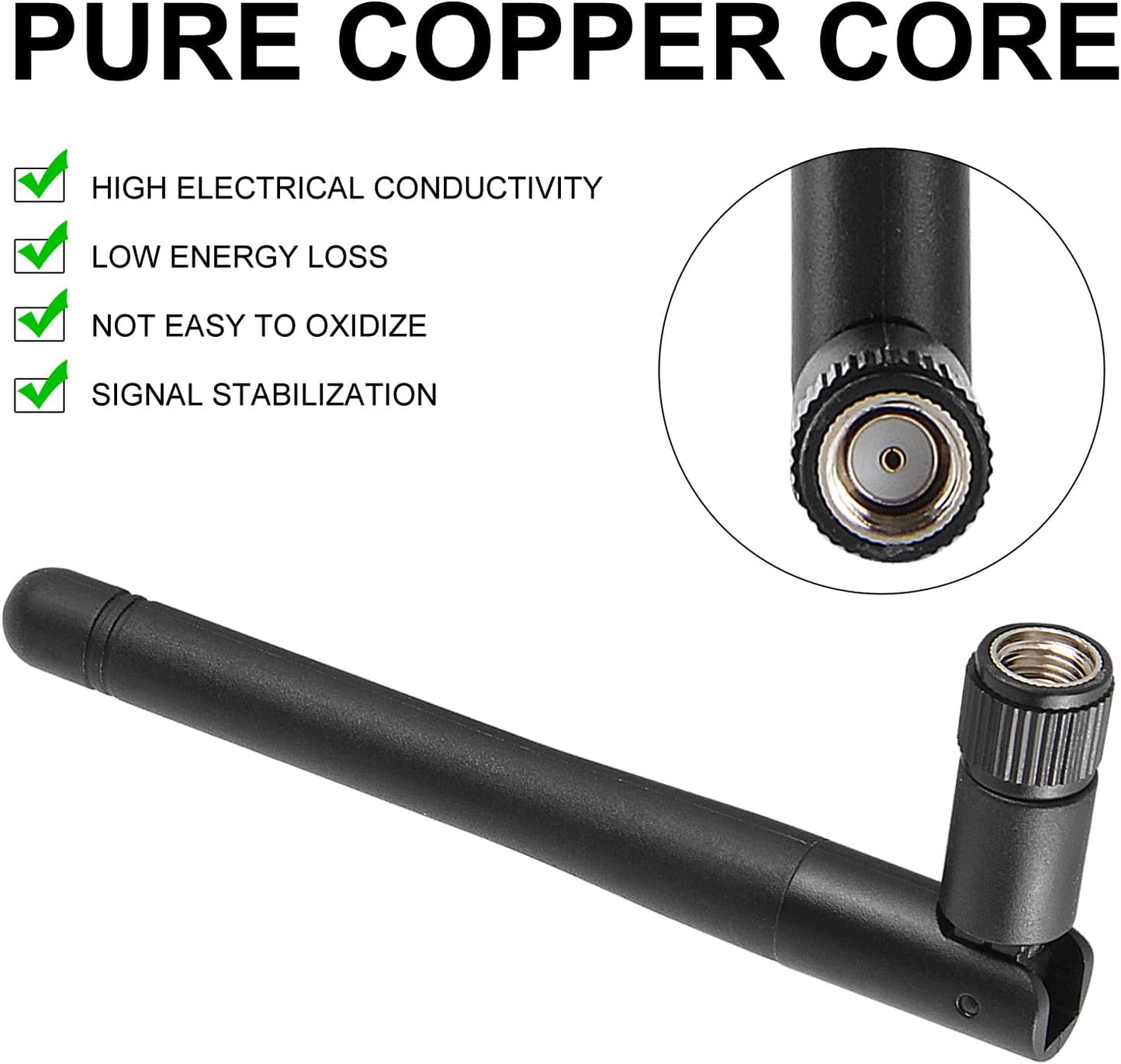 DORHEA 2Pcs 3dBi 2.4GHz 5GHz 5.8GHz Dual Band WiFi Antenna RP-SMA Male Bluetooth Antenna for USB Adapter Camera Video