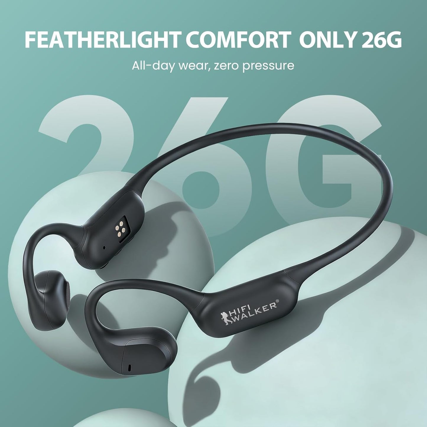 MP3 32GB HIFI WALKER Open Ear Headphones for Sports with Built-in Player, Air Conduction Bluetooth Headphones, Storage