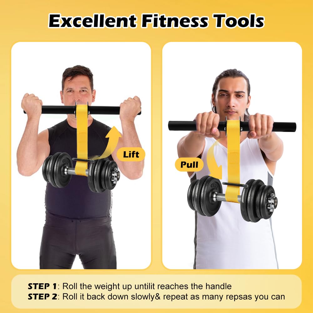 Forearm Strengthener and Wrist Roller, 43.3/51.2 Inch Adjustable Ultra-Strong Nylon Webbing Wrist Forearm Blaster with Quick Locking Mechanism & Anti-Slip Grips, Max 100+ lbs Load for Grip Strength Training, Climbing, Home Gym