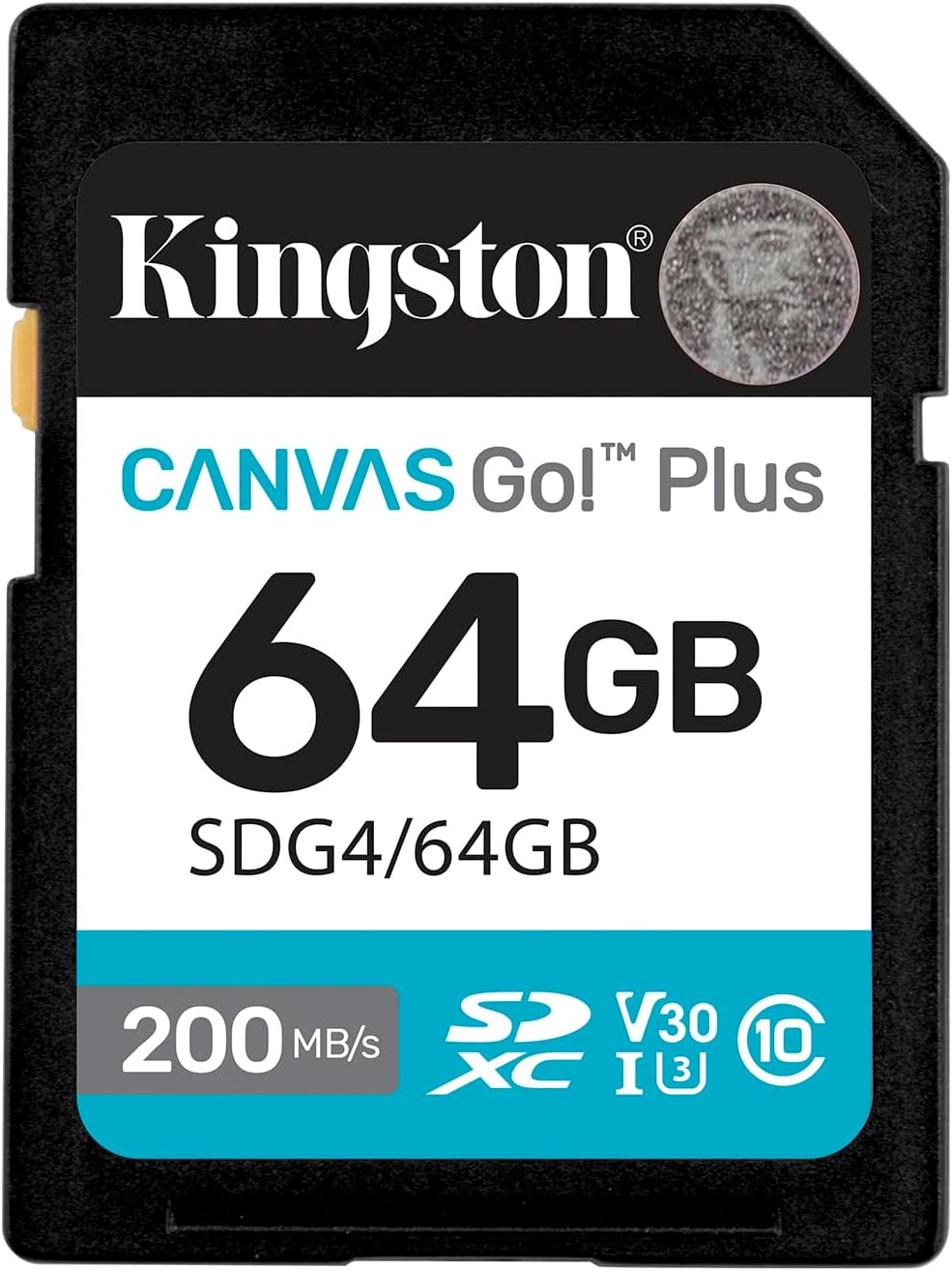 Kingston 64GB 200MB/s 10, U3, V30 SDG4/64GB Canvas Go Plus SD Card | Up to | Class UHS-I, |