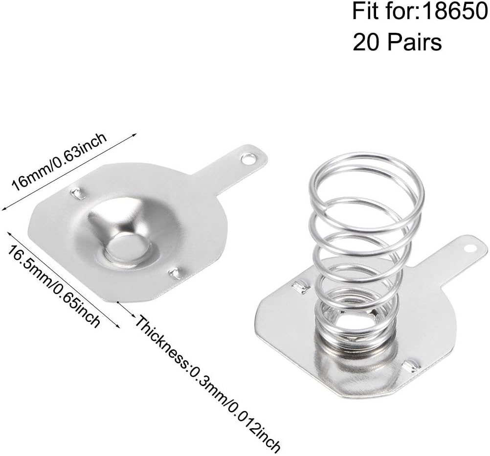 uxcell 50Pairs 18650 16.5mmx16mm Battery Negative to Positive Conversion Spring Contact Nickeling Plate