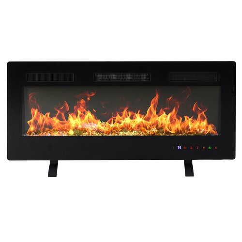 DUMOS 42" Freestanding Electric Fireplace, 1500W/750W Wall Mounted or Recessed Insert Fireplaces Heater with Remote Control,13 Adjustable Flame Color, 12H Timer, Touch Screen, Inky