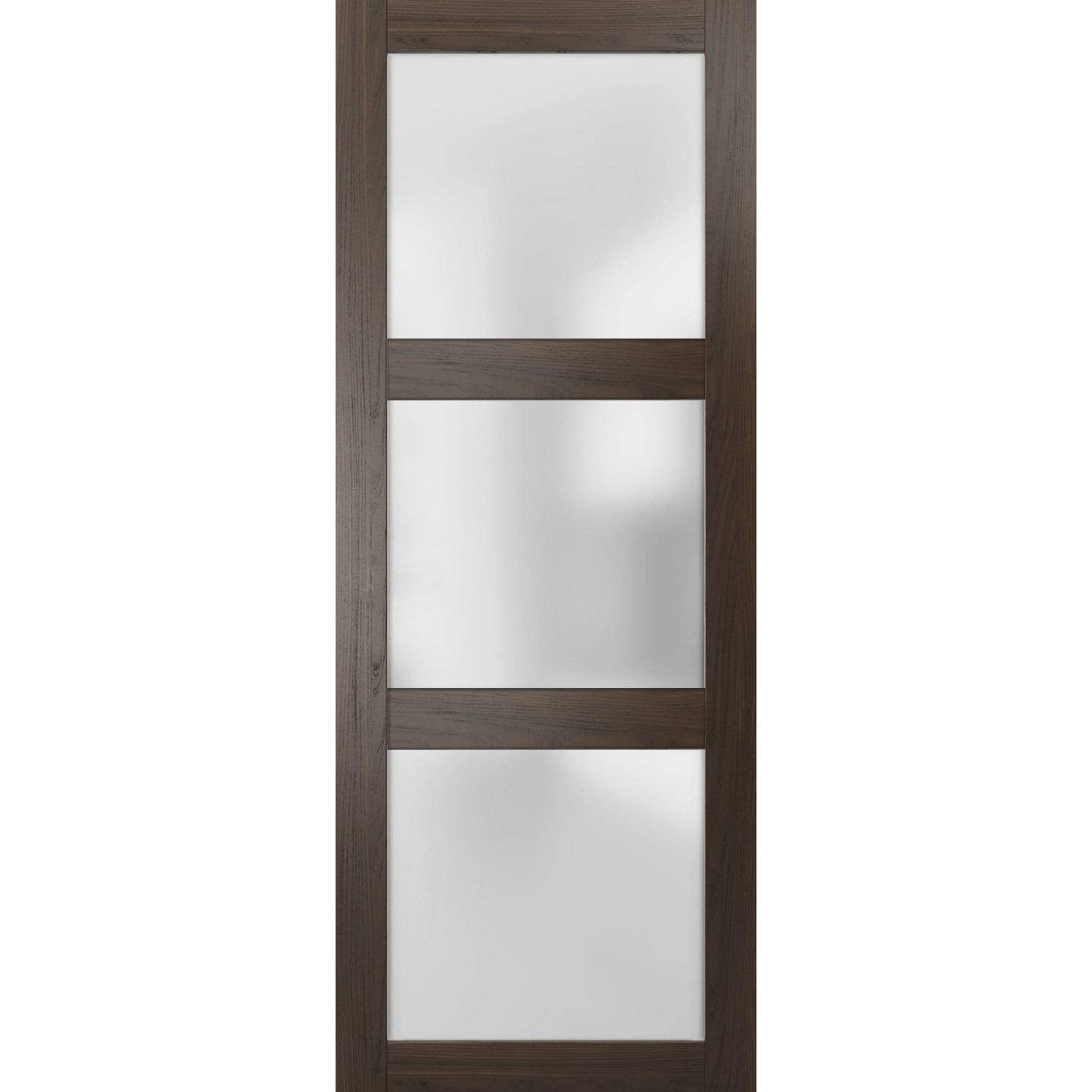 SARTODOORS Slab Barn Door Panel Frosted Glass | Lucia 2552 Chocolate Ash | Sturdy Finished Doors | Pocket Closet Sliding-28 x 96"