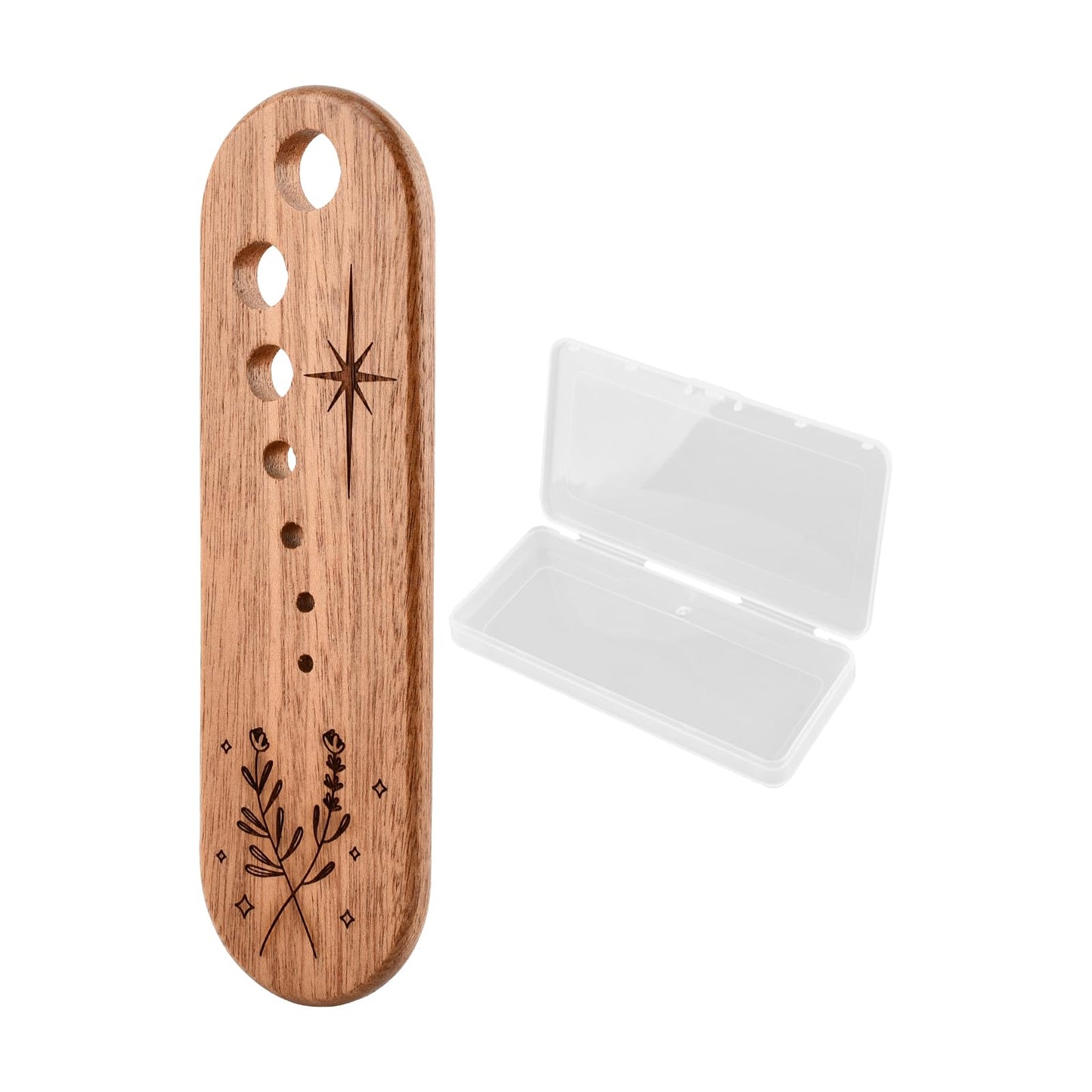 Wooden Vegetable Leaf Separator, 7 Holes Pottery Herb Stripper Tool Supplies, Exquisite Herb Stripper Bowl Gifts with Storage Case for Home Use & Chefs(SIZE:1PC)