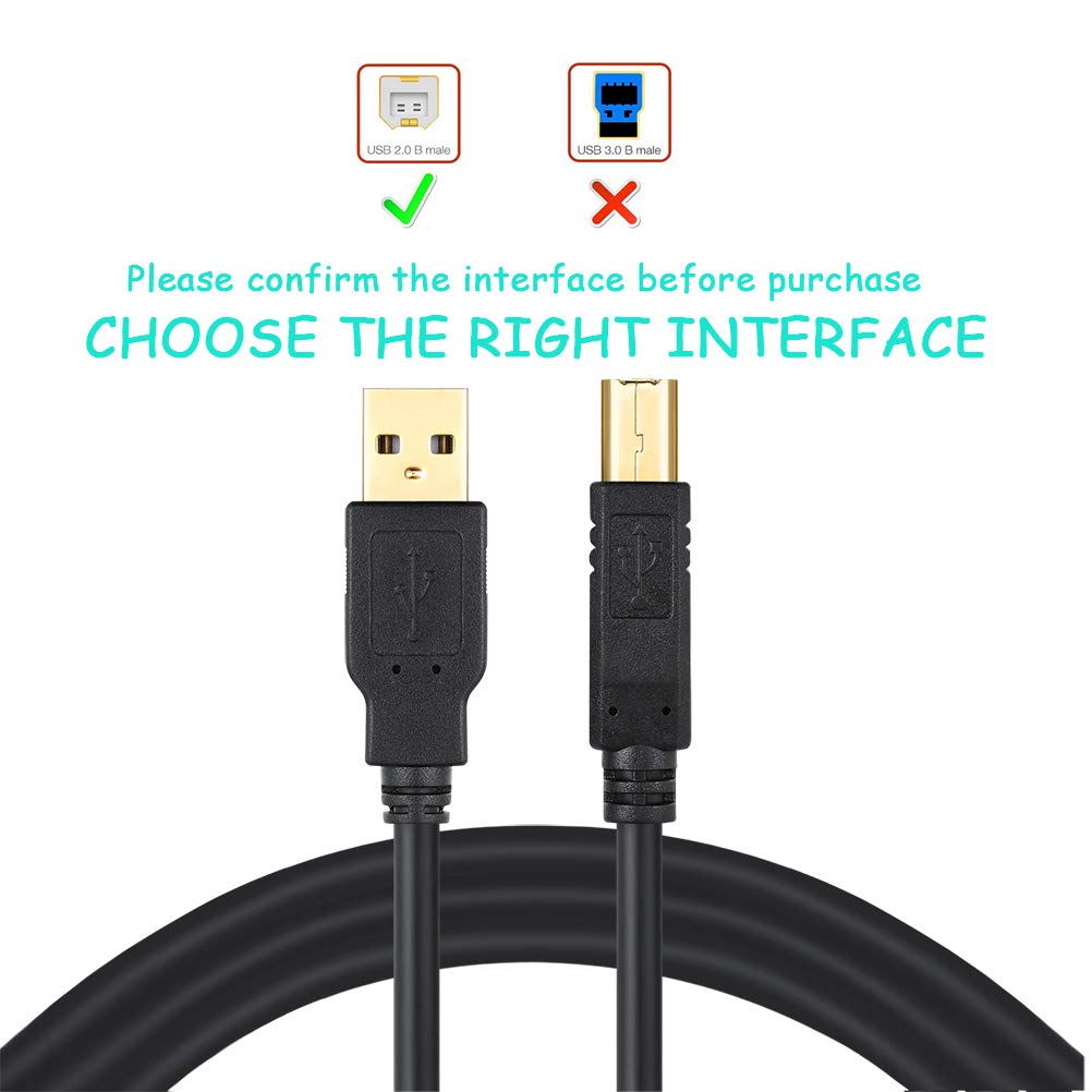 XBOHJOE 2.0 15 2.0USB 15ft) USB Printer Cable FT Type A Male to B Male Scanner USB a b for HP, Canon, Lexmark, Epson