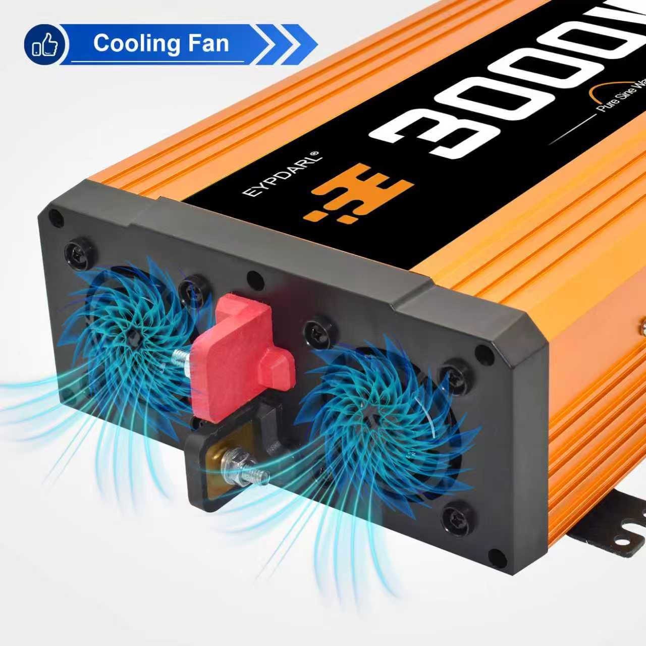 3000 watt Power Inverter Pure sine Wave 3000W 12v to 110v for car Vehicles Truck Camping Solar Panel Power Converter with Clamps and Remote car Power inverters 3000W