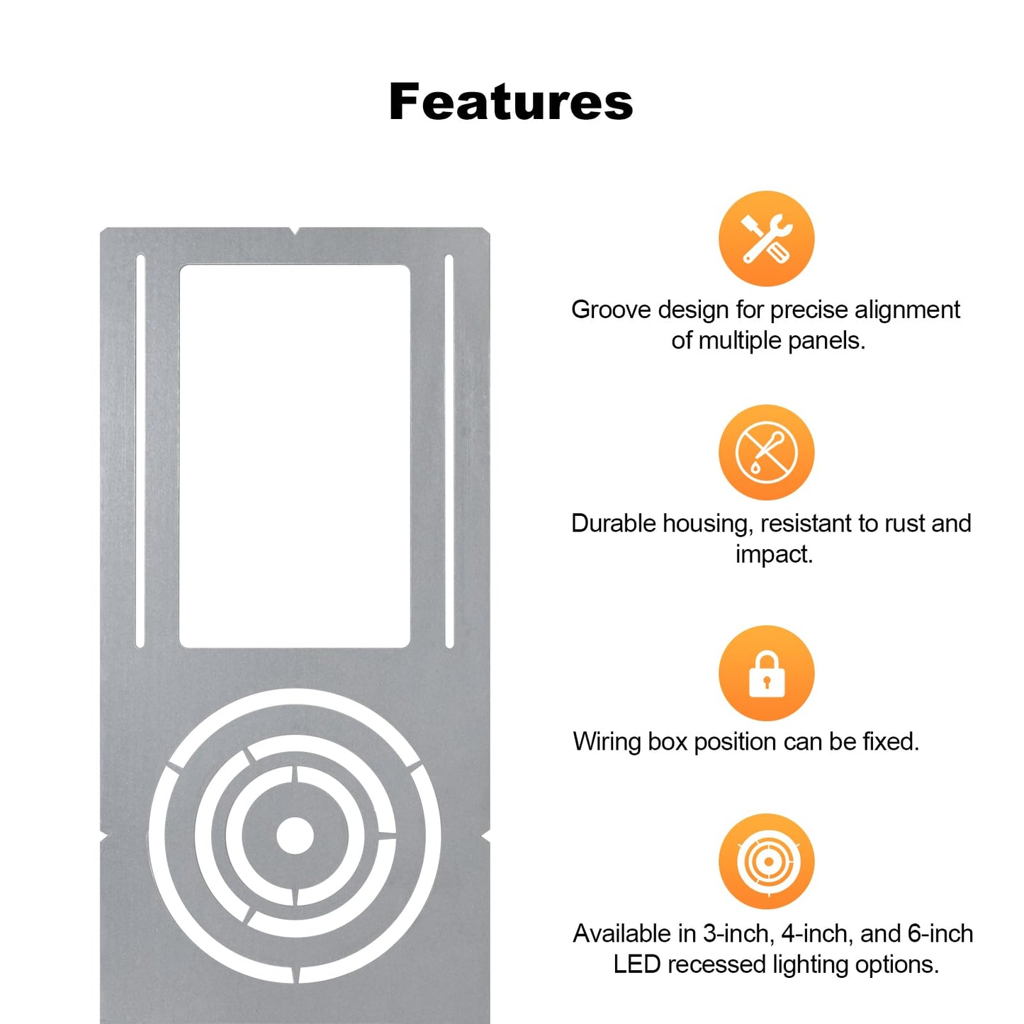 48 Pack New Construction Mounting Plate with 3-4-6" Round Hole –26× 8" Galvanized Steel Recessed LED Light Plate in Wafer Light Bracket, Thin Recessed Ceiling Light with Junction Box